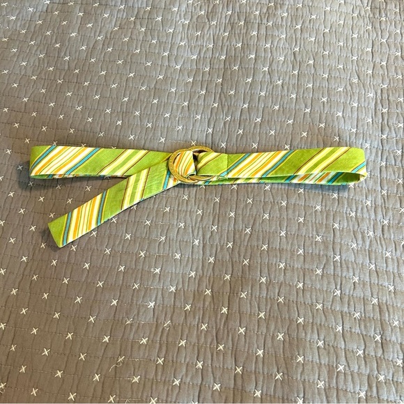 Lauren Ralph Lauren Accessories - Lauren Ralph Lauren Green Striped Linen Belt